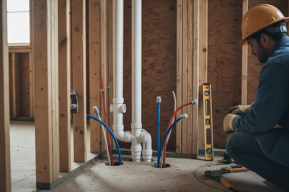 Drain and supply rough-in during Leak Detection in New Douglas